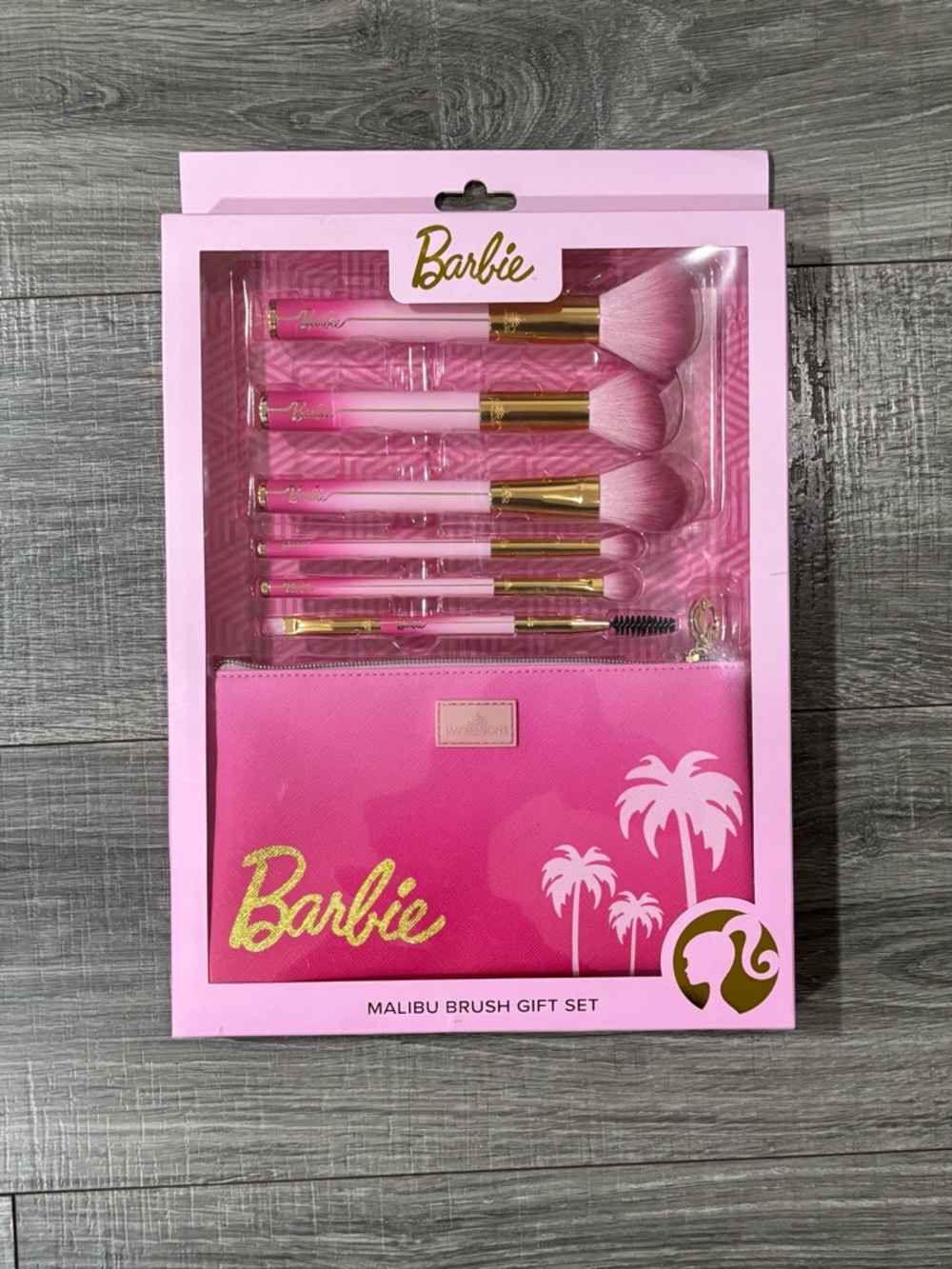 Barbie Pink & Gold Malibu Makeup Brush Gift Set